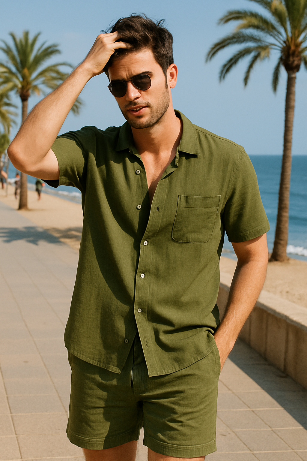 Bas - Linnen Zomersetje overhemd + short
