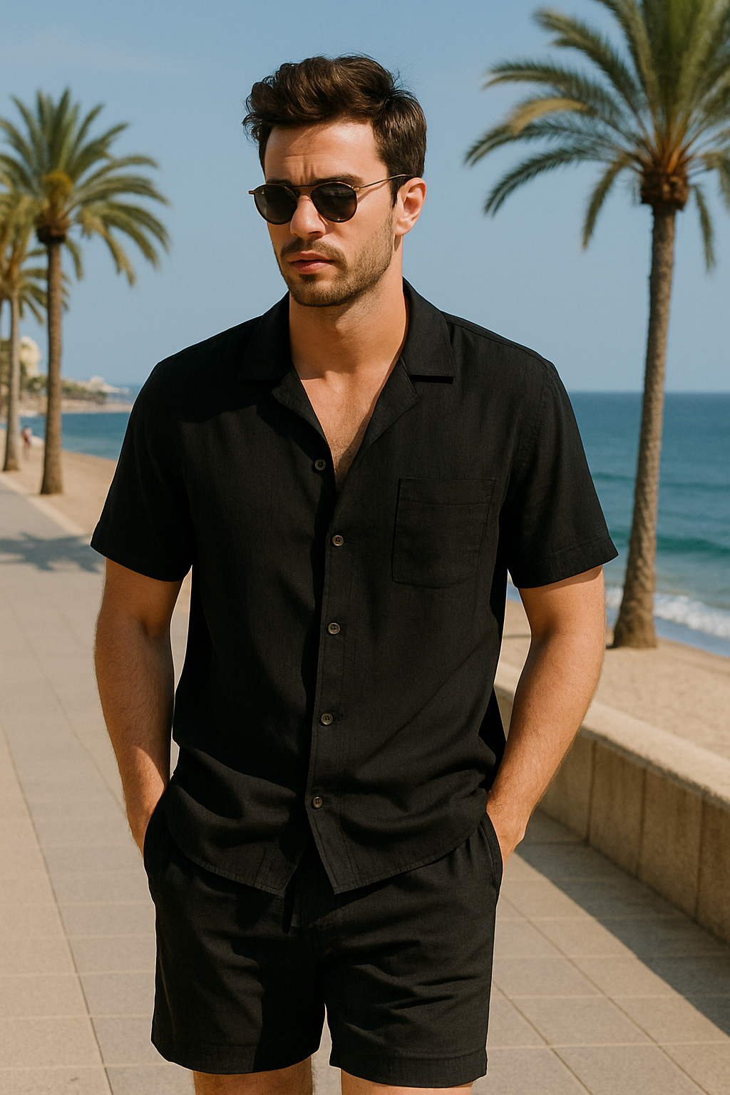 Bas - Linnen Zomersetje overhemd + short